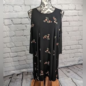 BCBGenerations Womens Long Sleeve Cold Shoulder Stretch Strip Print Sz M B08a